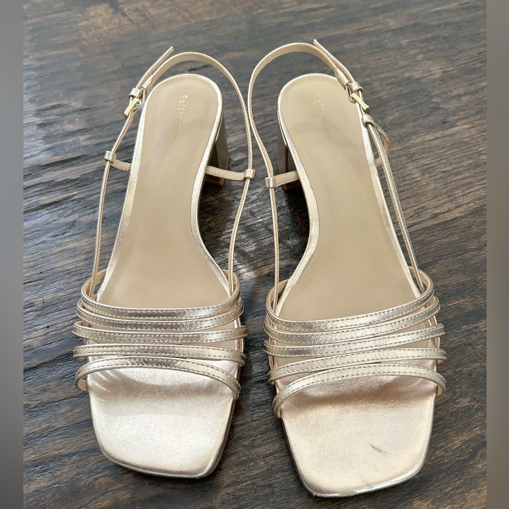 Reformation | Eleonora Sling Back Block Heel Sandals | size 9.5 US / EU 40.5